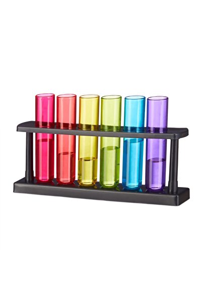 Ayawaska Set 6 pahare shot tip eprubete, cu suport, 4 cl, pentru shot-uri, pl...