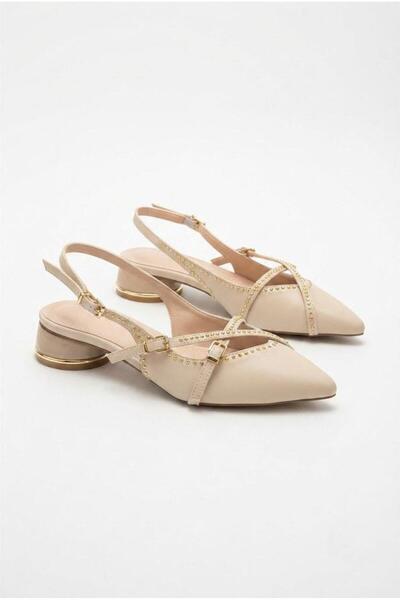 fort 129-2301 Satin Sequins and Buckle Detailed 2.5 cm Heel Height Women's Shoes