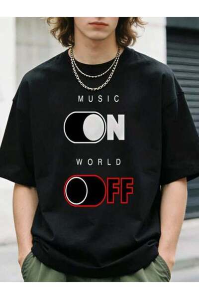 23ERVA 1pc Womens Music On World Off Graphic TshirtCotton 180gsm.Printed Tee....