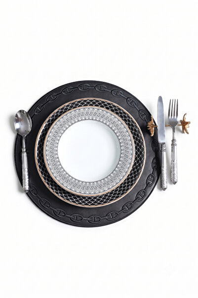 Evien Home Embroidered Leather American Service Set of 2 Double-Sided Round P...