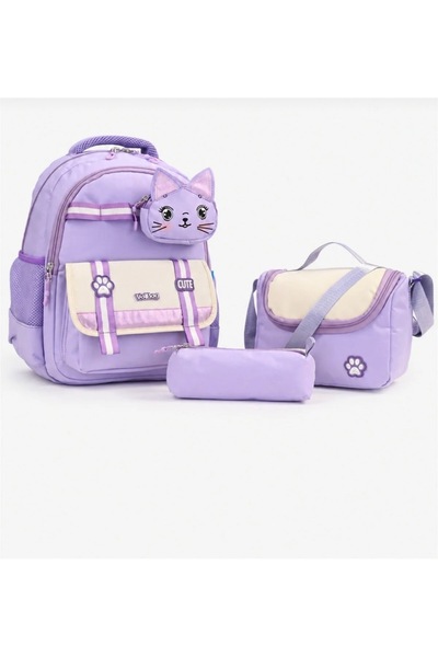 Alvadonna Appliqued Girls' School Bag, Lunch Bag and Pen Holder Set of 3