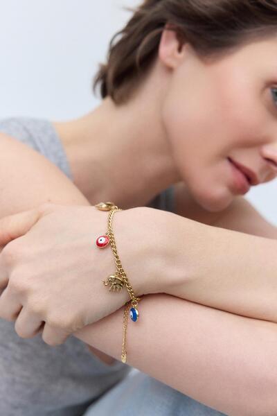 KADRİYE BAŞTÜRK Lucky Colorful Charm Bracelet Gold