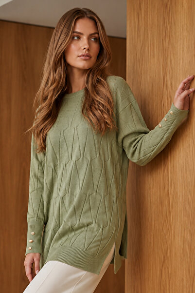 benguen Patterned Mercerized Cardigan N3317 Çağla