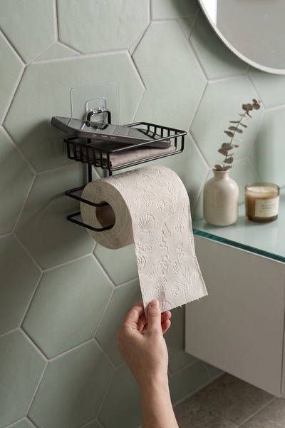 NTC METAL Luxury Thermoplastic Coated Adhesive Toilet Paper Holder with Phone...