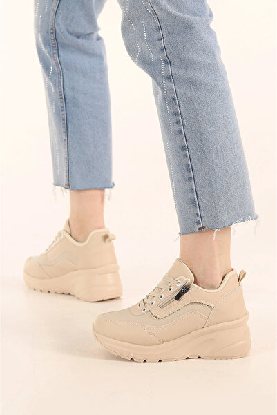 pilla spor BEJ KADIN SNEAKER GÜNLÜK SPOR AYAKKABI