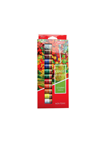 daço Temperă acrilică 12 culori în tub 12 ml Daco CU312