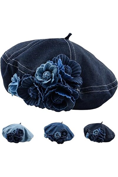 STARSTAR Women's beret floral denim French artist sun hat.
