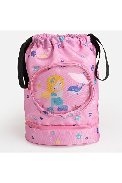 Zâna Casei Rucsac de înot cu sirenă roz, 34x14x37cm
