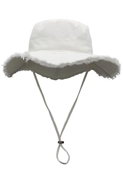 STARSTAR Fisherman hat 56-60cm unisex UV foldable adjustable wide brim tassel.