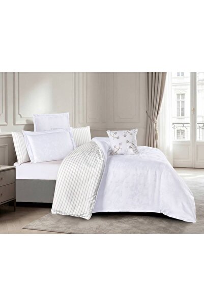 Alhabib bedding مفرش صيفي أبيض جاكارد مزدوج يناسب سرير مقاس 200x200 سم عدد ال...