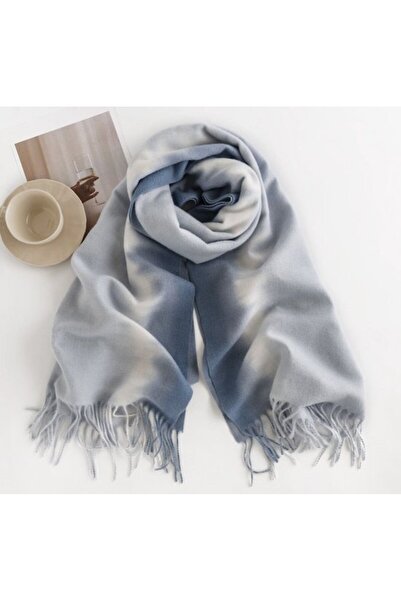 STARSTAR Women's faux cashmere scarf blue 200x65cm gradient tassel.