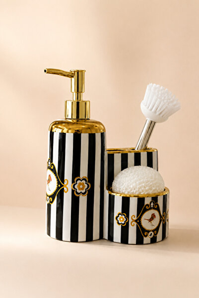 KLARHAUS Hürrem Love Birds Porcelain Soap Dish Set – (Gift Metal Handle Brush...