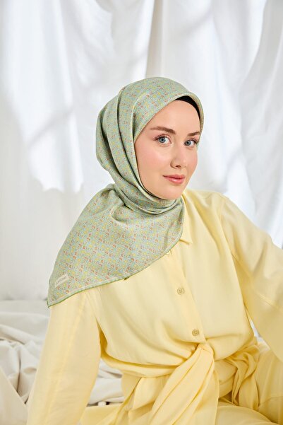Silk Home Twill Silk Scarf Mini Bouquet Mint Green
