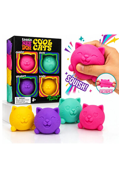 JML Jucărie Squishy Pisica 4/Set, Model Cool Cats 5cm, Slow Rising, Antistres...
