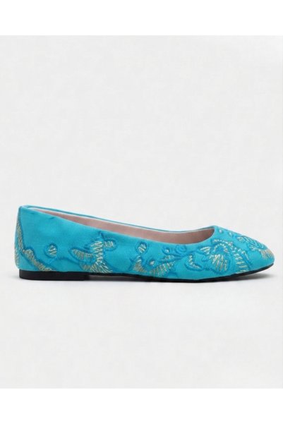 Enes Ayakkabıcılık Women's Embroidery Patterned Daily Comfortable Ballerina Shoes