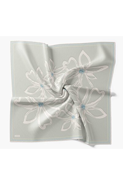 Silk Home Twill Silk Scarf Bloom Gray