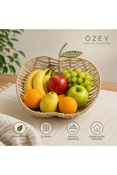 ÖZEV MASA VE TEZGAH ÜSTÜ DOĞAL HASIR MEYVE DÜZENLEYİCİ