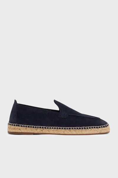 Emporio Armani Men's Velvet Suede Navy Blue Sandals