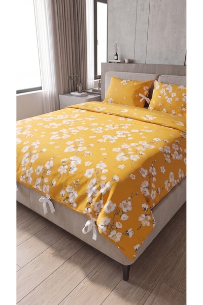 kesenegore 100% Cotton Double Floral Lace-Up Duvet Cover Set 220X200 cm – 2-P...
