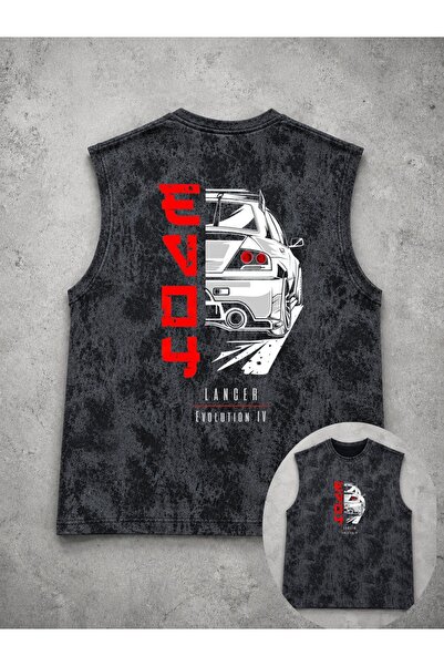 classy moda Unisex Black Washed Tank Top with Anime Characters Printed on the...