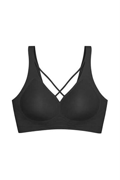 Softwearr حمالة صدر نسائية سوداء بدون حشوة مقطوعة بالليزر