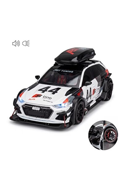 DrKala Mașină metalică Audi RS6, scară 1:24, uși și portbagaj mobile, lumini,...