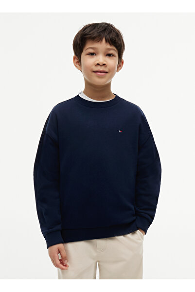 Tommy Hilfiger Lacivert Erkek Çocuk Bisiklet Yaka Baskılı Sweatshirt KB0KB105...