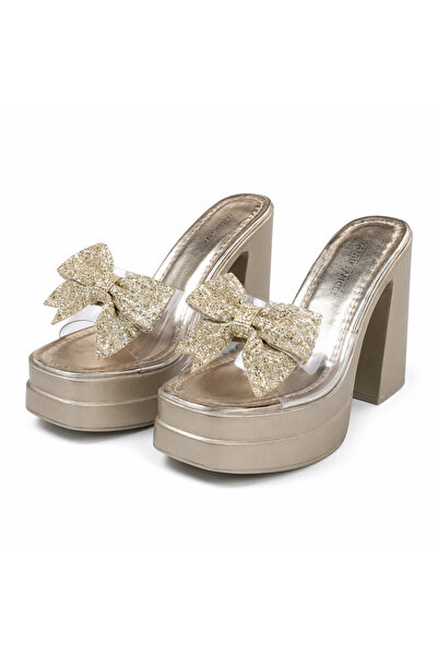 Generic Brand Women's Crystal Bow Leopard Print Platform Chunky Heel House Sl...