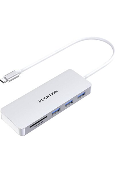 LENTION USB C Hub with 3 USB 3.0 & SD/microSD Card Reader Compatible 2025-201...