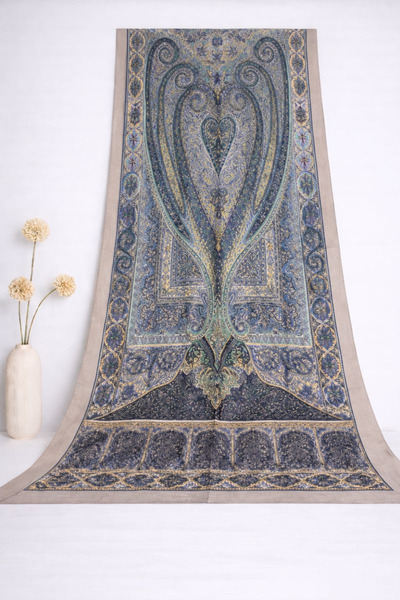 SHAWL SECRET شال قطني عرقي فاخر 2 - 52865 أخضر مينك