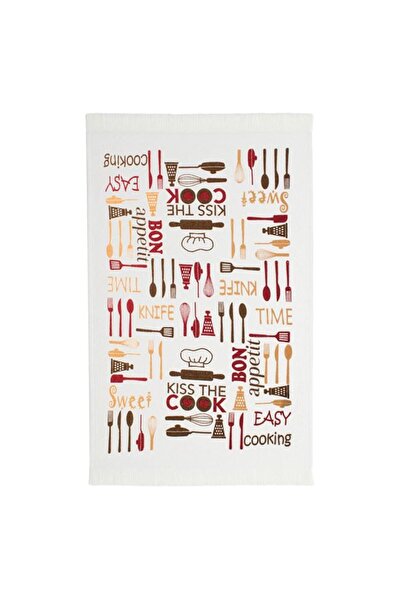 BAMI NETWORK Prosop de bucatarie bumbac alb cu model 60x35cm
