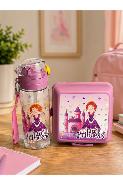 EMİLA HOME Schooly Water Bottle 500 ml and 2-Layer Nutrition Container Set of...