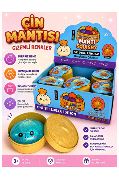 Flower Toys Orjinal Simli Mantı Sukuşi Büyük Boy Çin Mantı Squishy 1 Adet Sık...