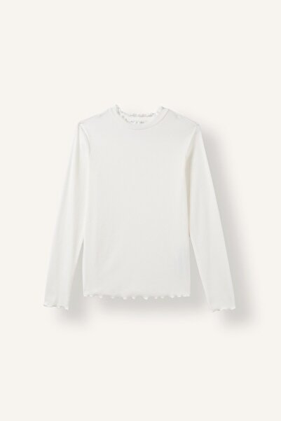 DeFacto Lettuce Edge Detailed Slim Fit Ribbed Camisole Long Sleeve Tunic I145...