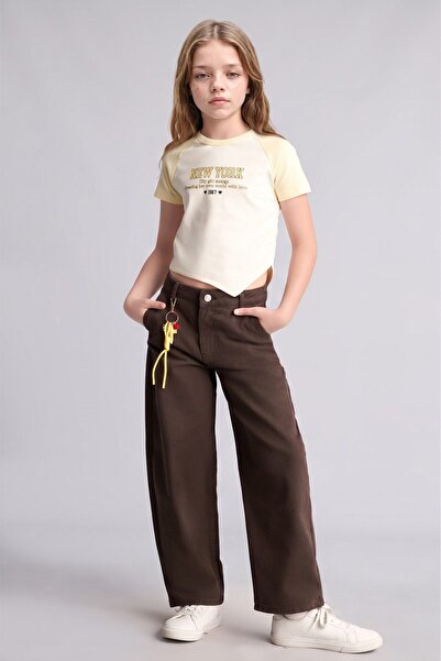 DeFacto Baggy Fit Straight Leg Gabardine Trousers for Girls I1699A826Au