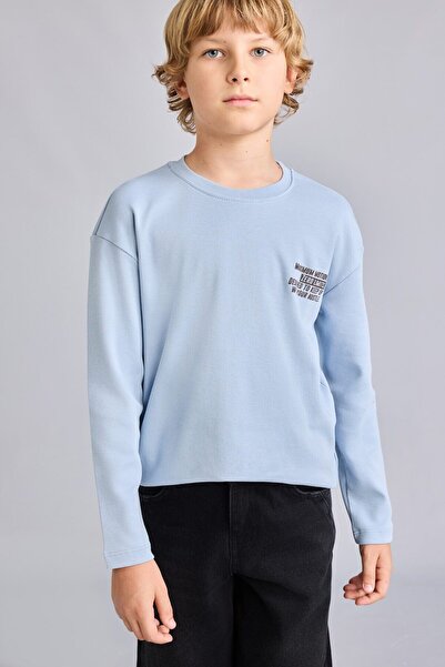 DeFacto Oversize Crew Neck Drop Shoulder Printed Long Sleeve T-Shirt Boy I641...