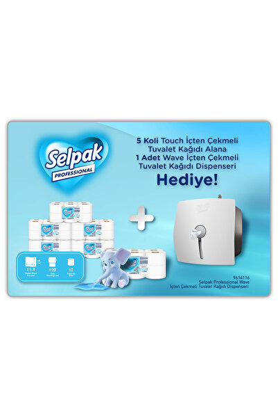 Selpak Professional Touch İçten Çekmeli Tuvalet Kağıdı 120 m 12'li x 5 Koli +...