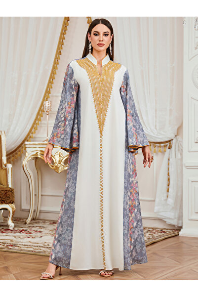 Take Two By Styli Multi-Color Graphic Print Embroidered Maxi Jalabiya