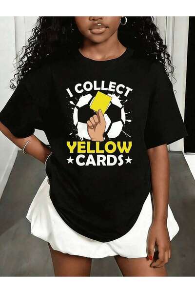 21JNRY تي شيرت برسومات كرة القدم من Teen I Collect Yellow Cards، قميص رياضي ب...