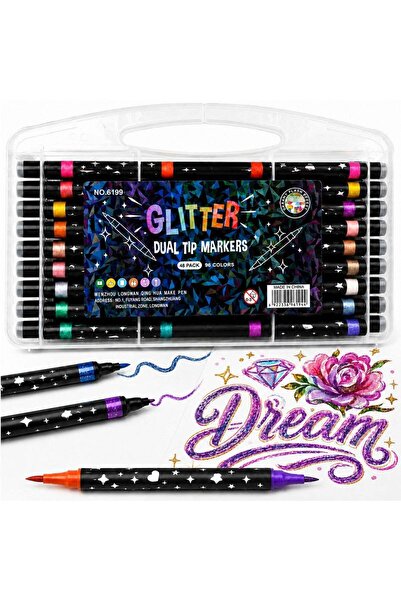 JML Markere Glitter 48/set, Două Vârfuri în Culori Diferite, 96 Culori Sclipi...
