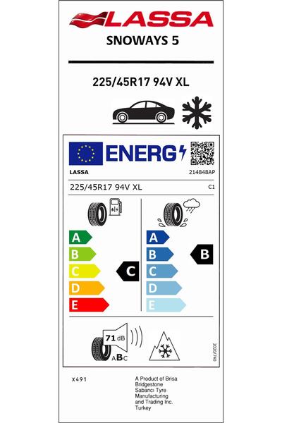 Lassa 225/45R17 94V XL M+S SFM SNOWAYS 5 OTO KIŞ LASTİĞİ (ÜRETİM YILI:2026)