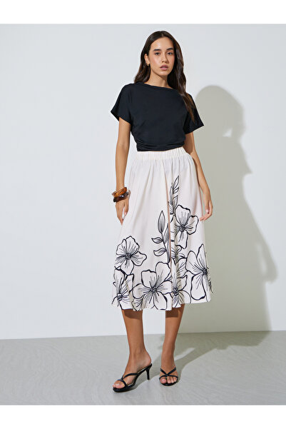 Take Two By Styli Multi-Color Floral Print A-Line Midi Skirt