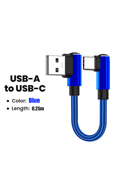 choice2 Blue A-C 0.25M 0.25M/0.5M Double Elbow Short USB C Cable 66W Fast Cha...