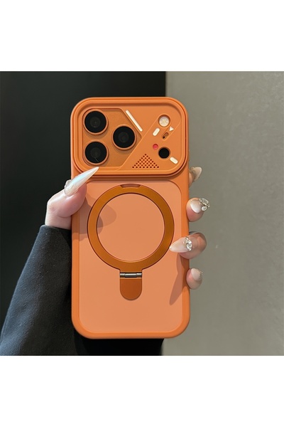 Choice21 iPhone 16 Pro Max Orange Armor Metal Ring Bracket For Magsafe Magnet...
