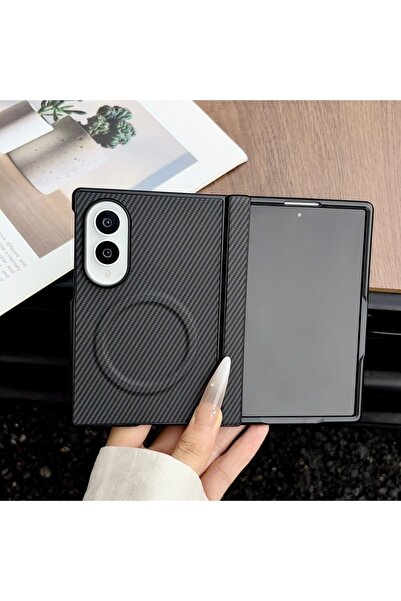 Choice1 Galaxy Z Fold 8 black Skin Feel Carbon Fiber Leather Case for Z Fold ...