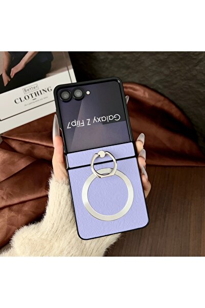 Choice18 Galaxy Z Flip7 Purple Auspicious Clouds PU Leather for Magsafe Magne...