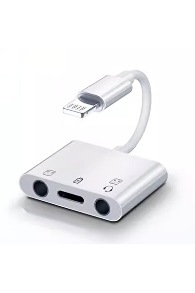 Choice White 3 in 1 Lightning to Dual 3.5mm Jack Audio Adapter Cable for iPho...