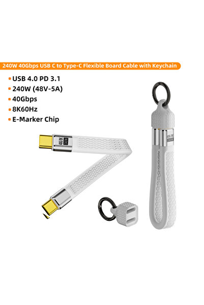 choice2 k 240W 40Gbps USB4 Short USB C To USB C Cable Fast Charging Type C Da...