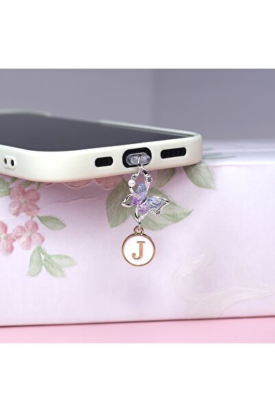 Choice4 J Customized Letter Butterfly Phone Dust Plug DIY Iridescent Crystal ...