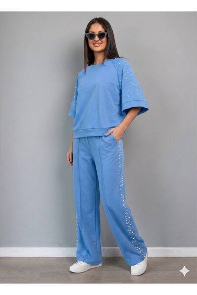 MAXORA SHOP Compleu cu maneca scurta Pearl - Albastru